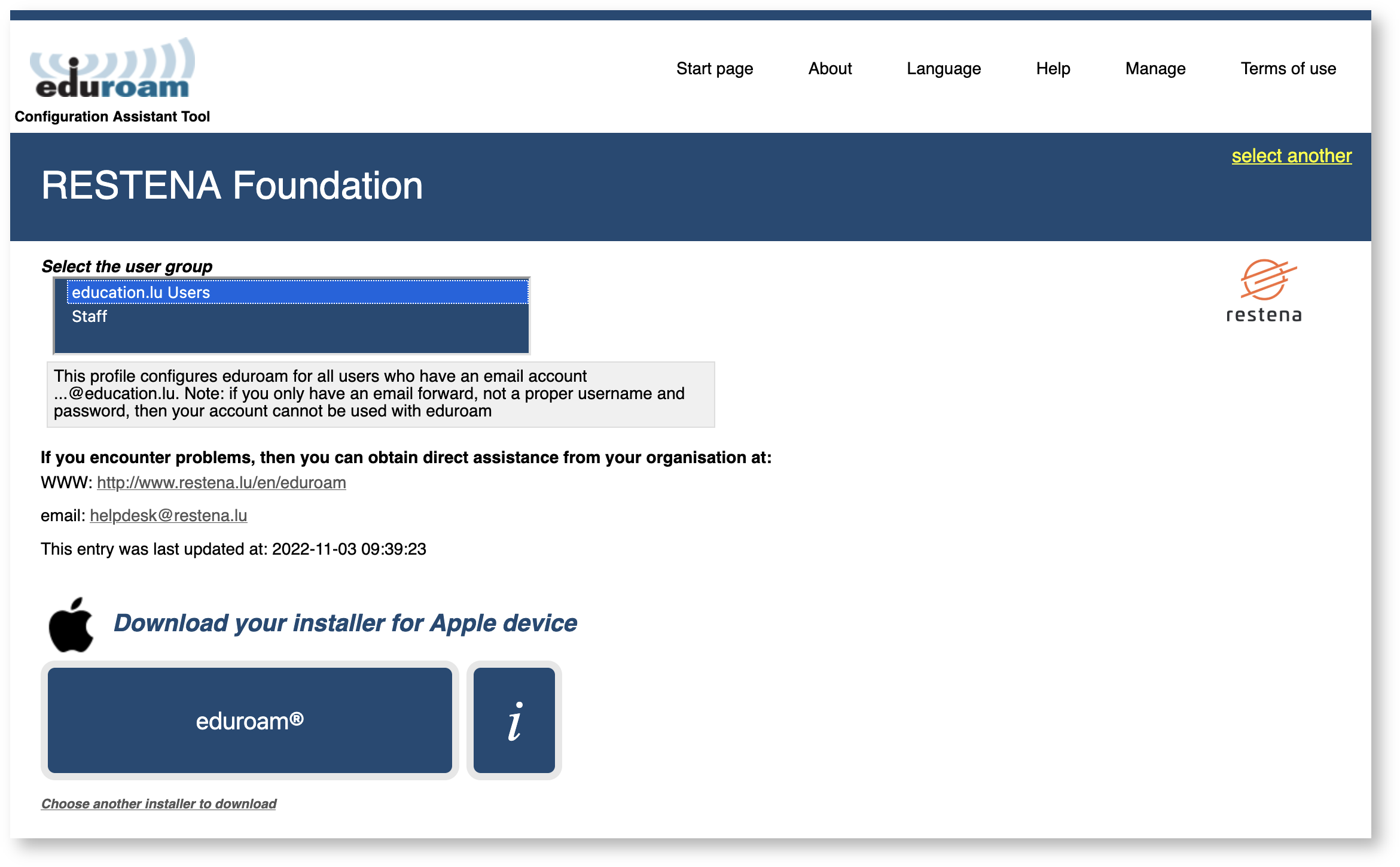 'How to....' eduroam > A guide to eduroam CAT for IdP administrators ver. 2.2.2 > CATpage1.png
